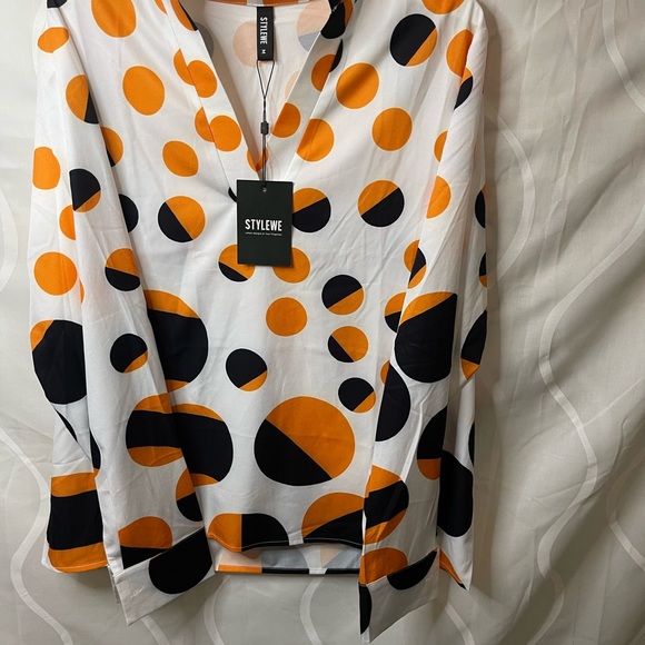 Green, white, elegant STYLEWE blouse size M - Picture 3 of 14